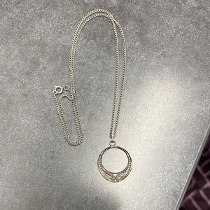 Antique Elegant Silver Pendant Necklace